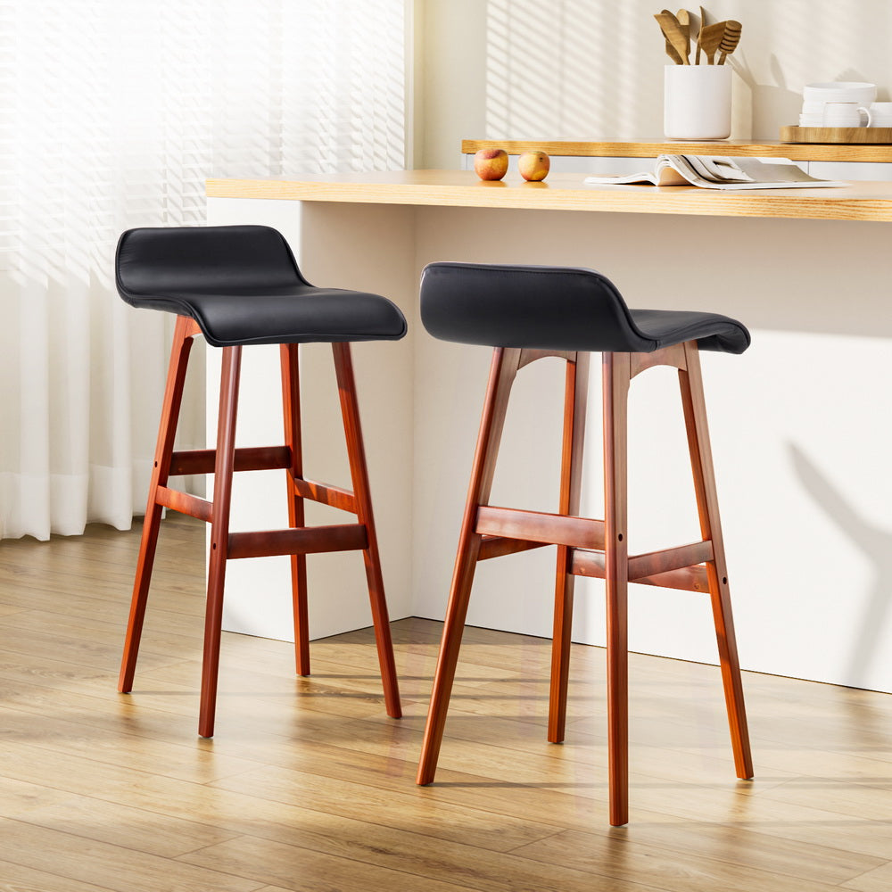 Korra 2x Bar Stools Wooden Stool Black