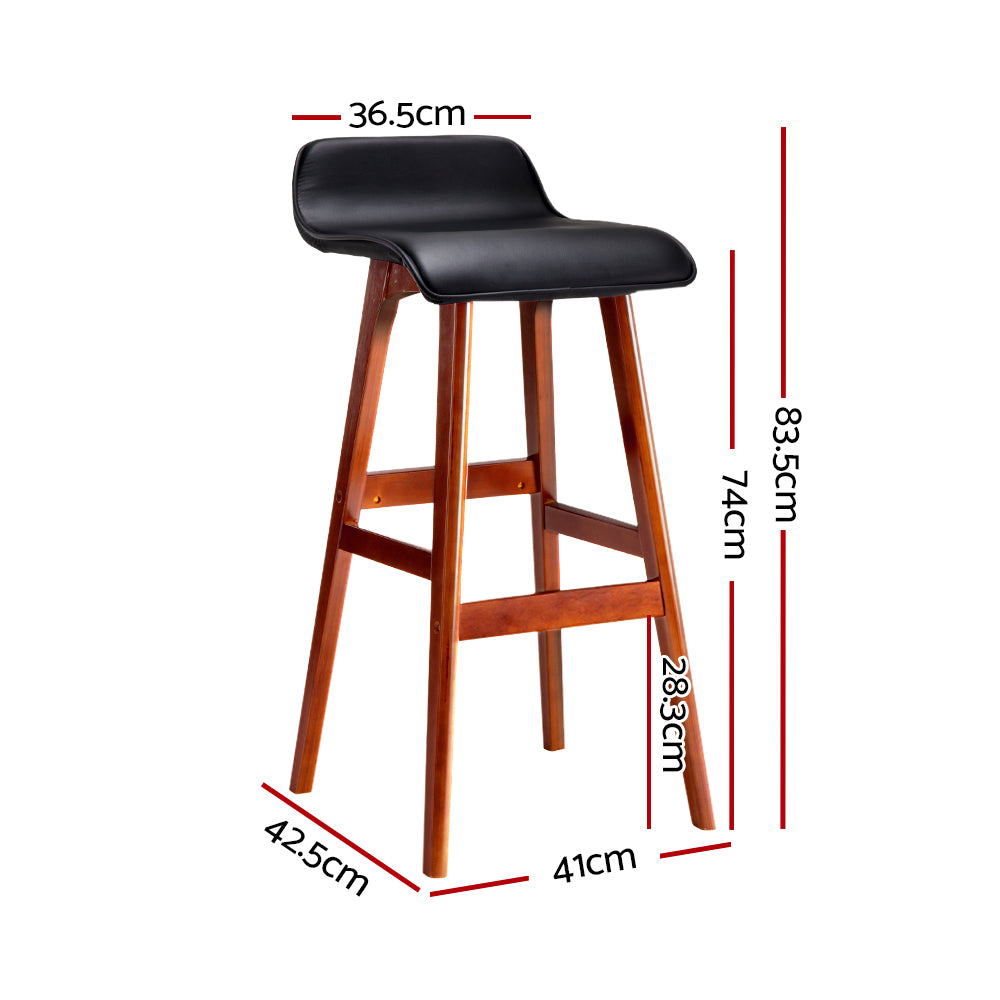 Korra 2x Bar Stools Wooden Stool Black