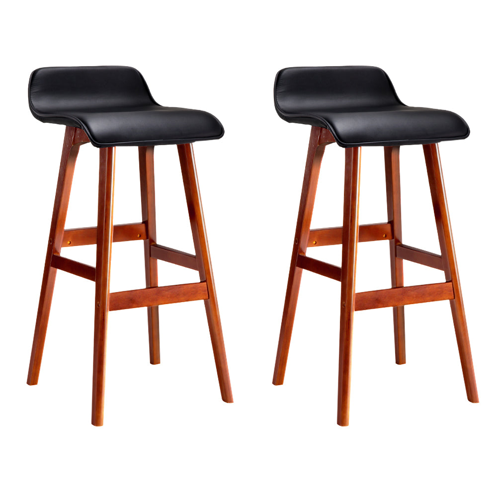 Korra 2x Bar Stools Wooden Stool Black