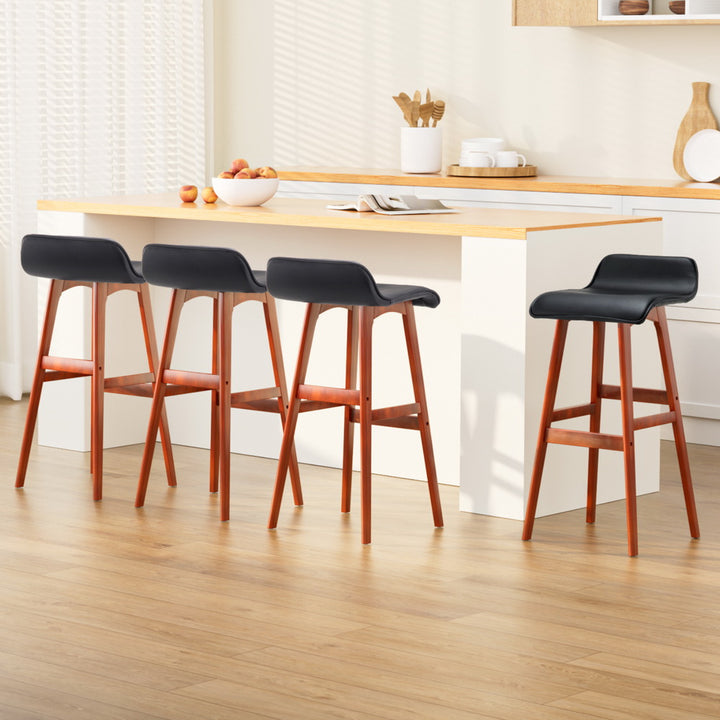 Korra 4x Bar Stools Wooden Stool Black