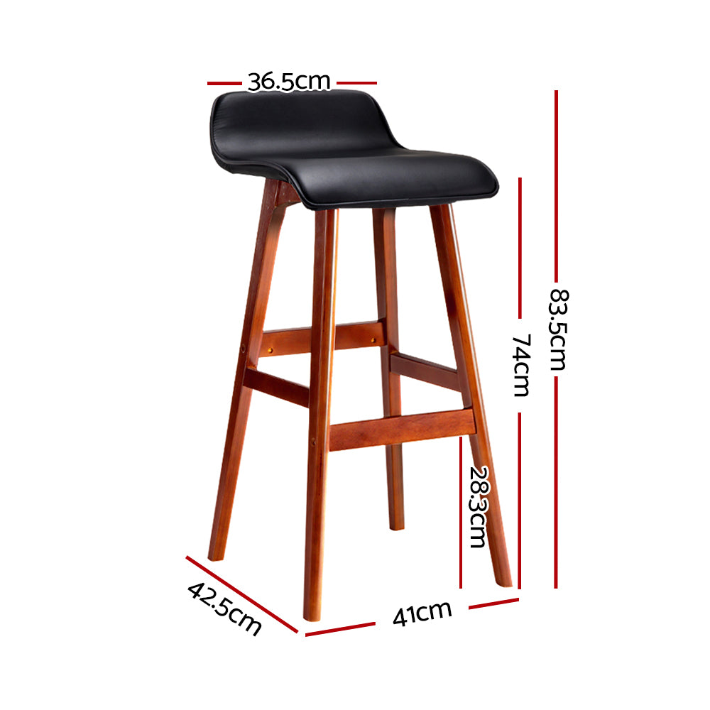 Korra 4x Bar Stools Wooden Stool Black