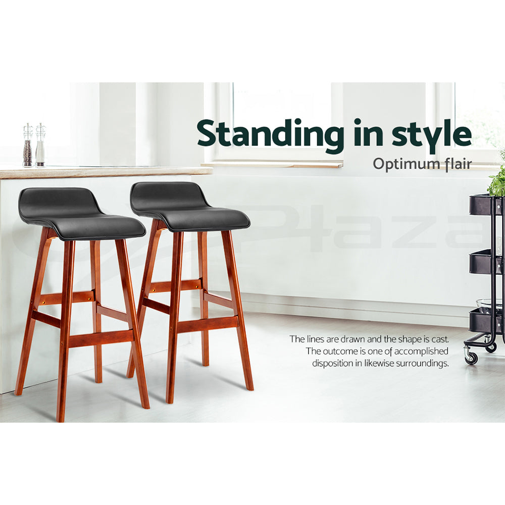 Korra 4x Bar Stools Wooden Stool Black