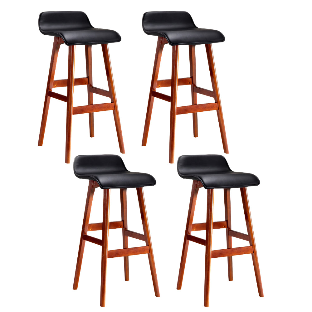 Korra 4x Bar Stools Wooden Stool Black