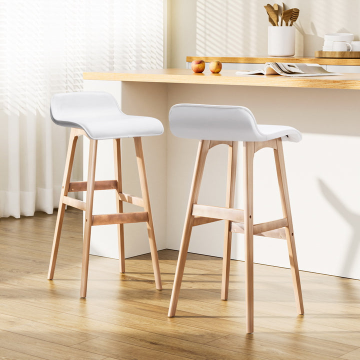 Korra 2x Bar Stools Wooden Stool White