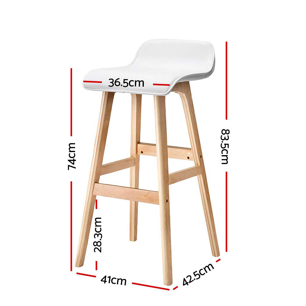 Korra 2x Bar Stools Wooden Stool White