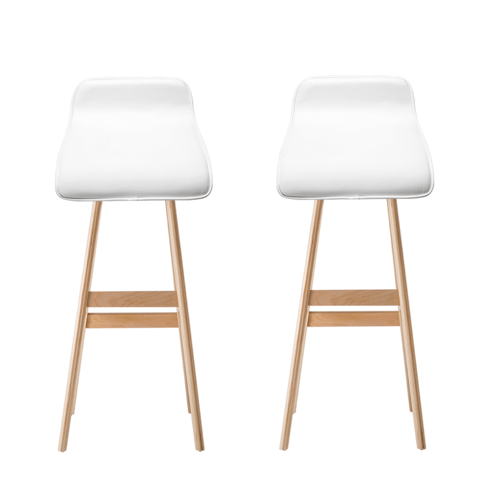 Korra 2x Bar Stools Wooden Stool White