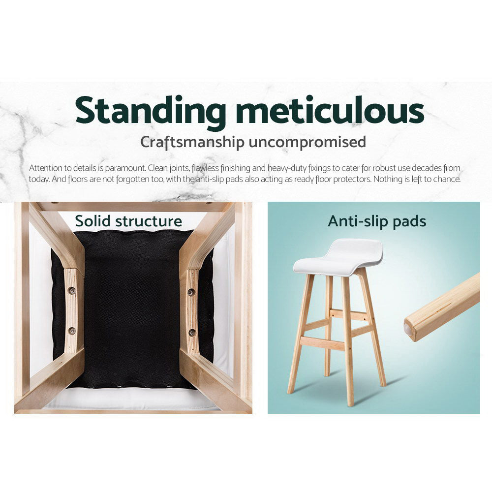 Korra 2x Bar Stools Wooden Stool White