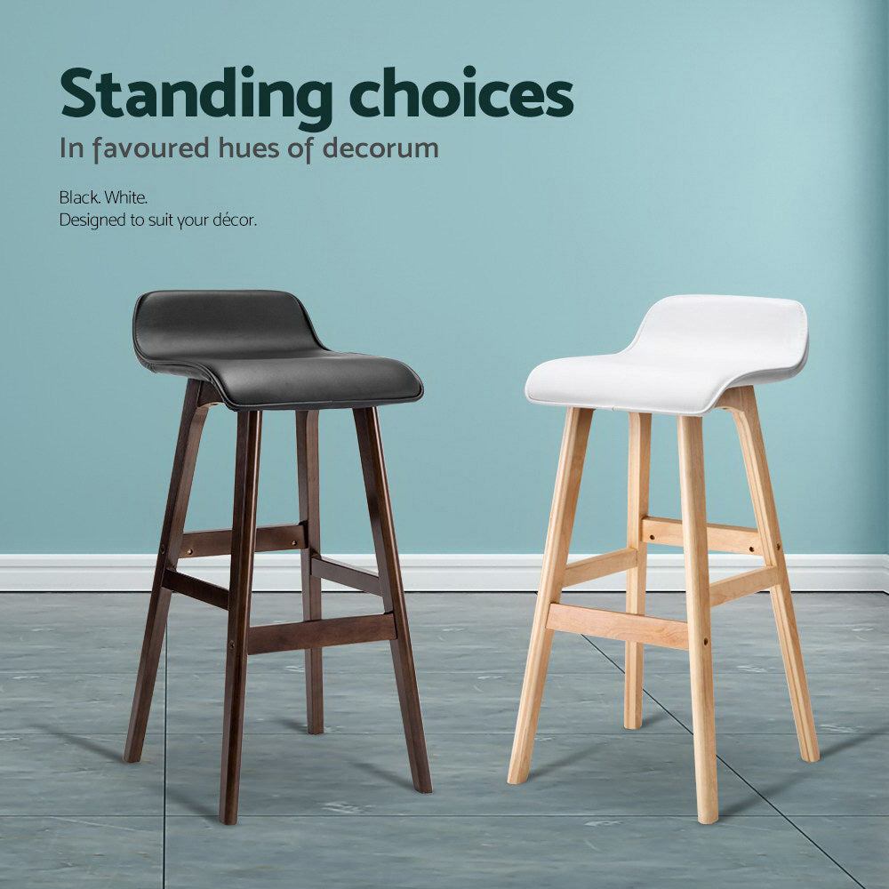 Korra 2x Bar Stools Wooden Stool White