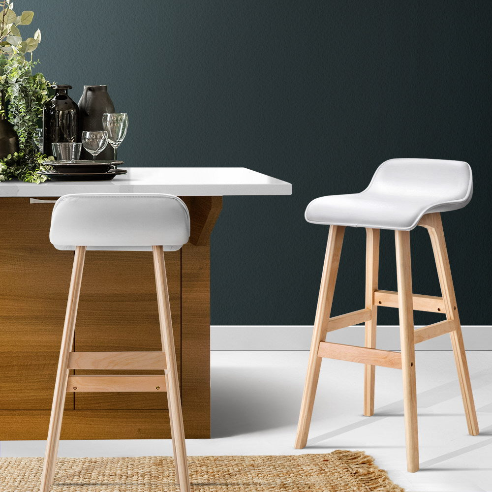Korra 2x Bar Stools Wooden Stool White