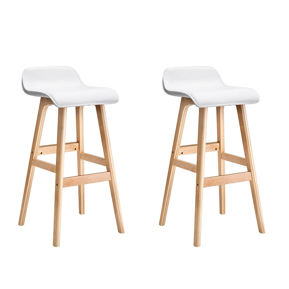 Korra 2x Bar Stools Wooden Stool White