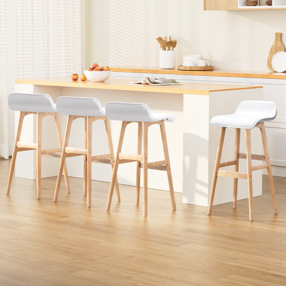 Korra 4x Bar Stools Wooden - White