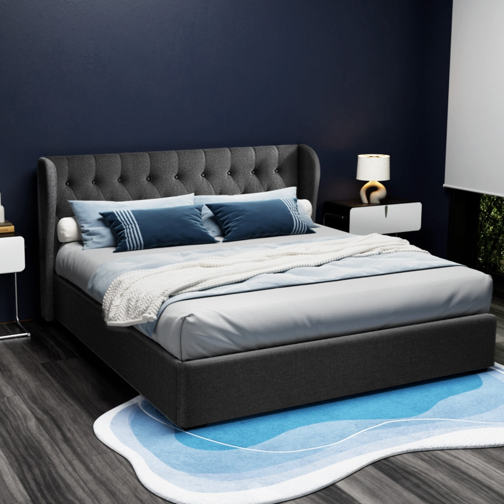Korra Bed Frame King Size Gas Lift Charcoal ISSA