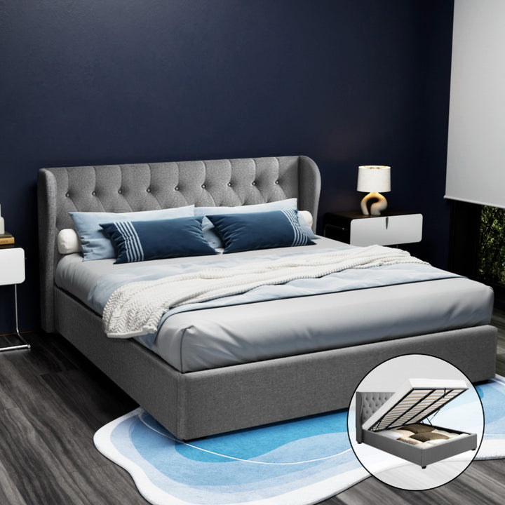 Korra Bed Frame King Size Gas Lift Grey ISSA