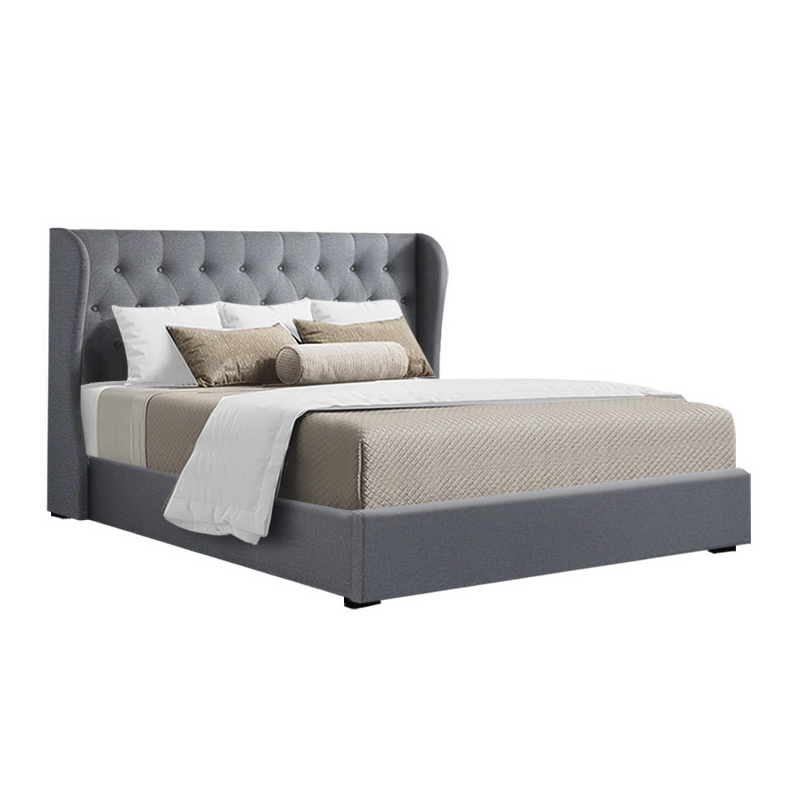 Korra Bed Frame Queen Size Gas Lift Grey ISSA