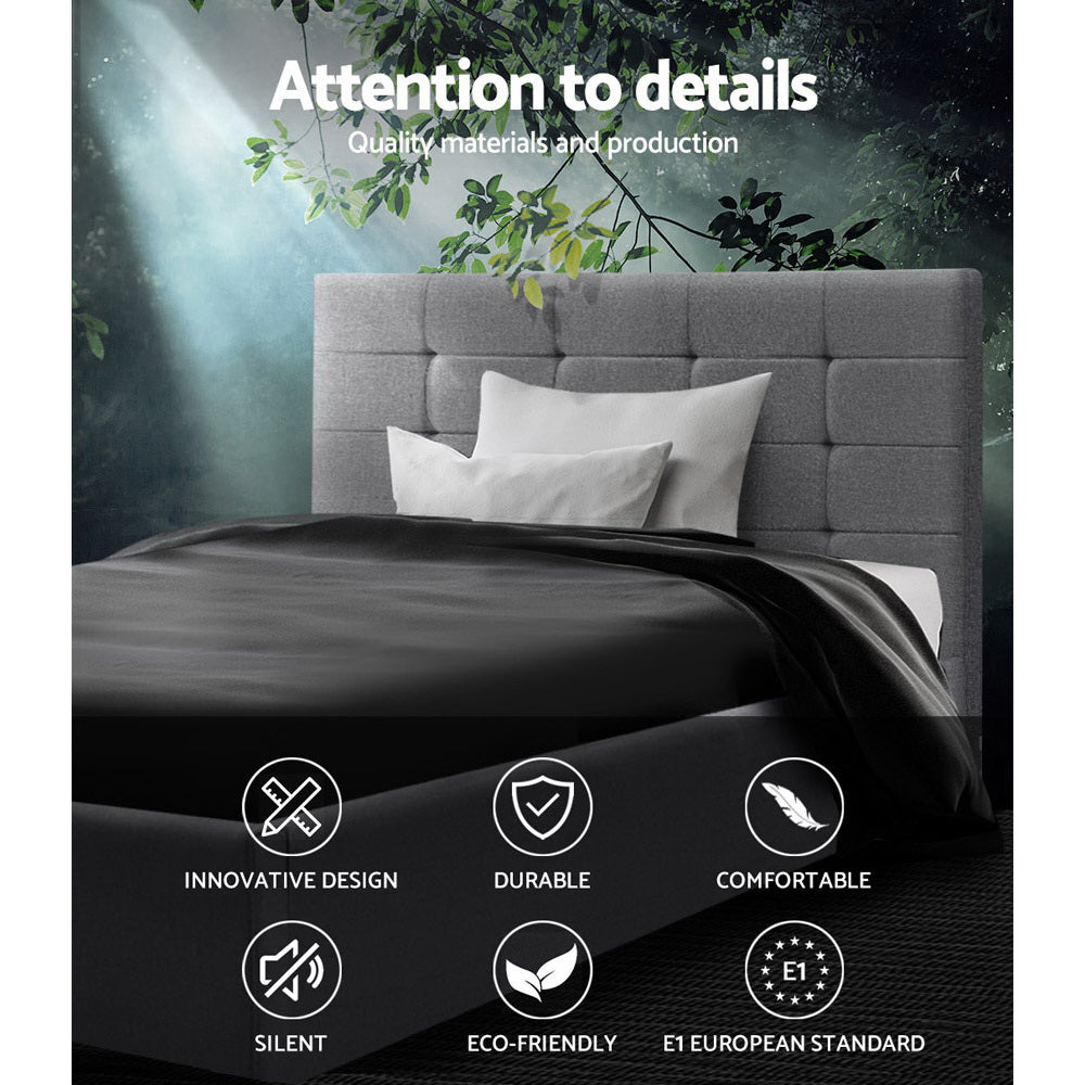 Korra Lisa Bed Frame Fabric Gas Lift Storage - Grey King Single