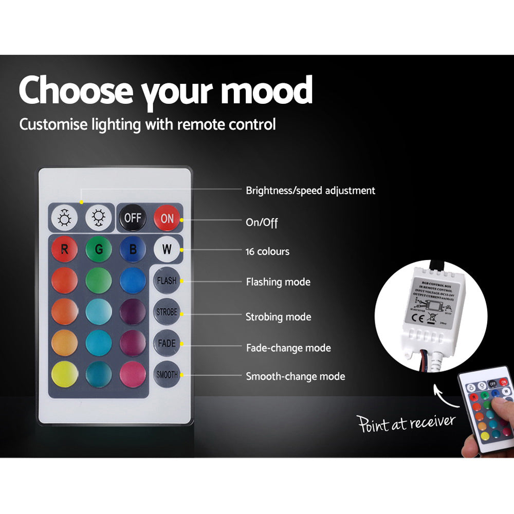 Korra Bed Frame Double Size LED Gas Lift White LUMI