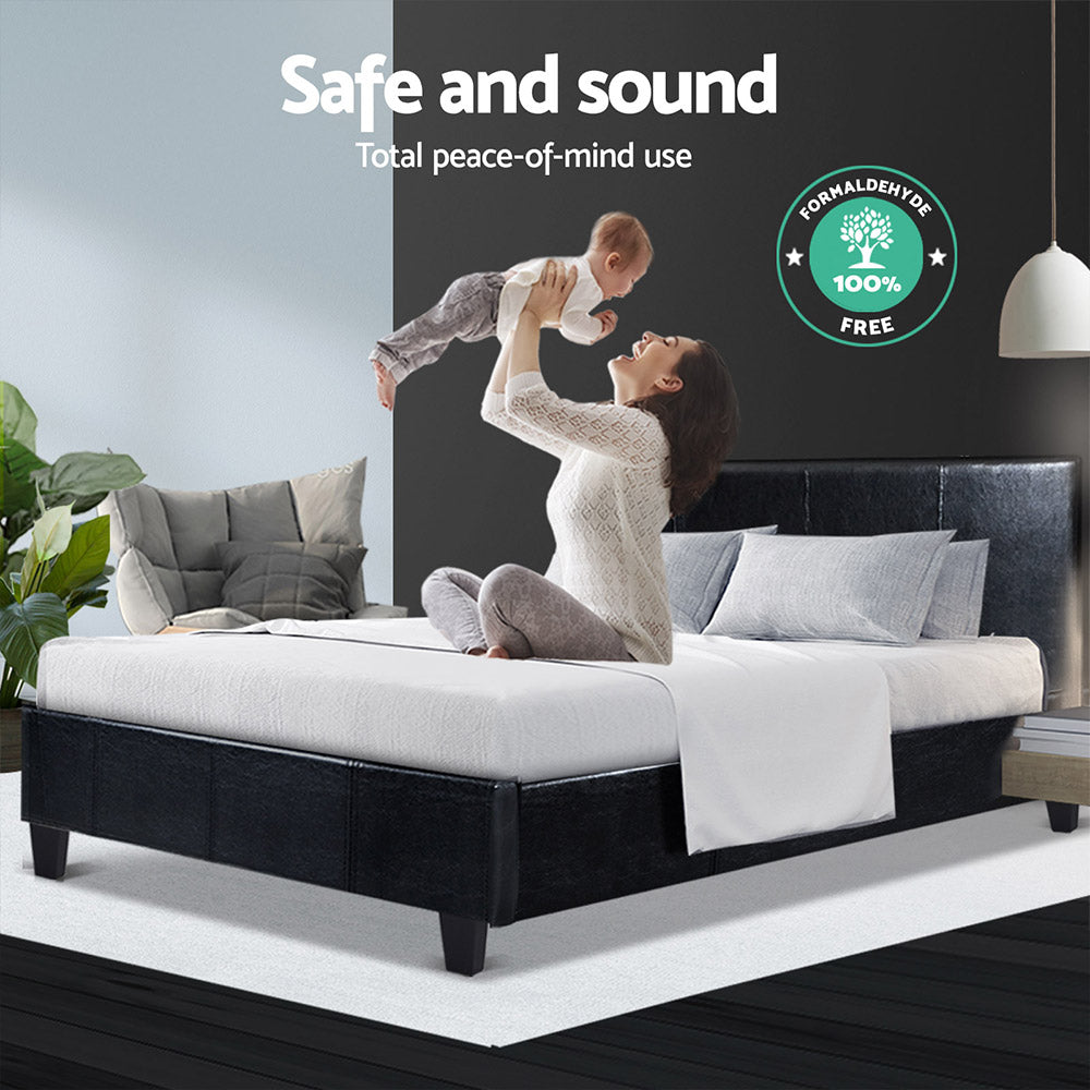 Korra Bed Frame Double Size Black NEO