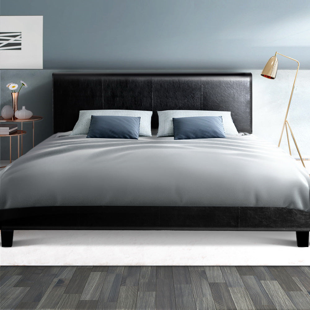 Korra Bed Frame Double Size Black NEO