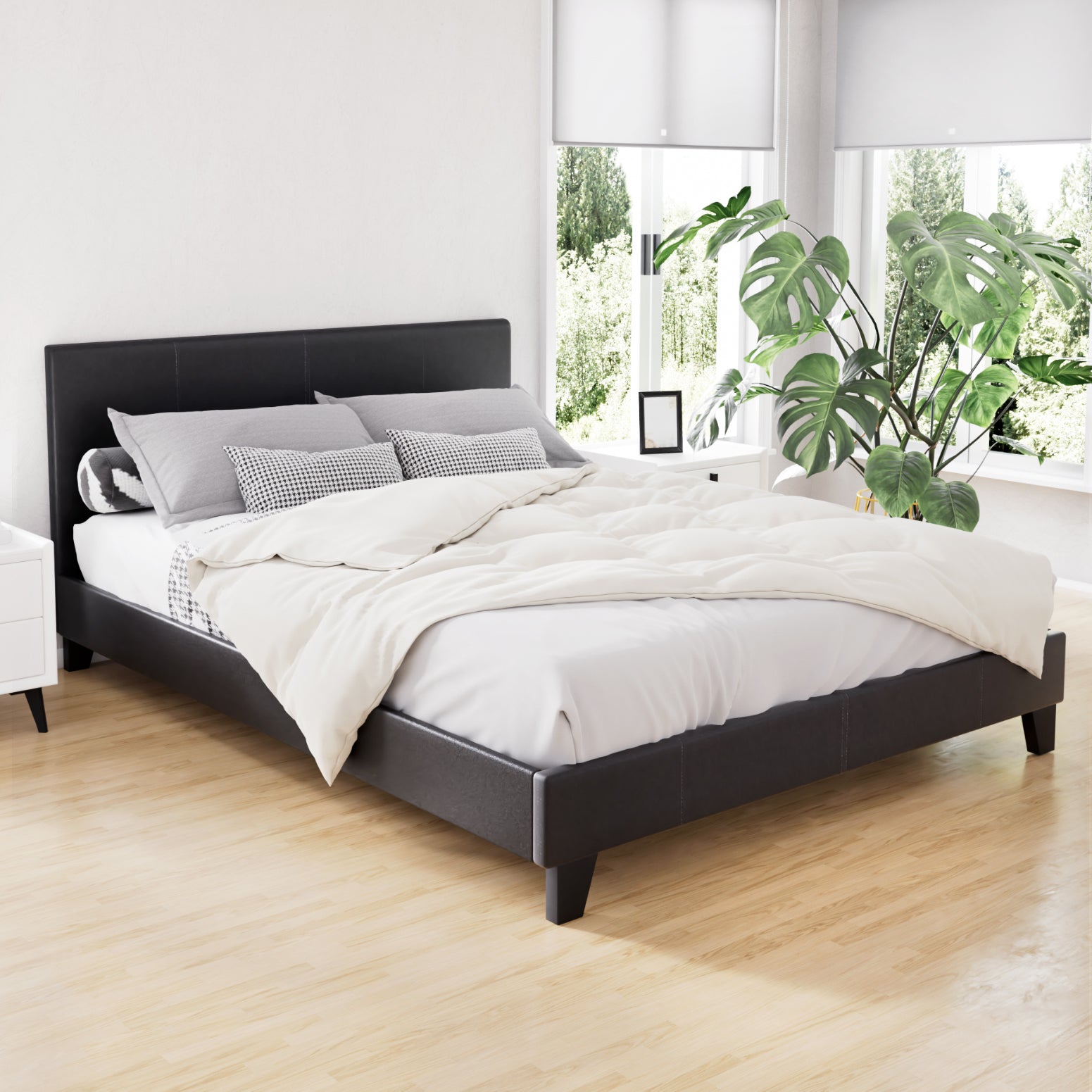 Korra Bed Frame Double Size Black NEO