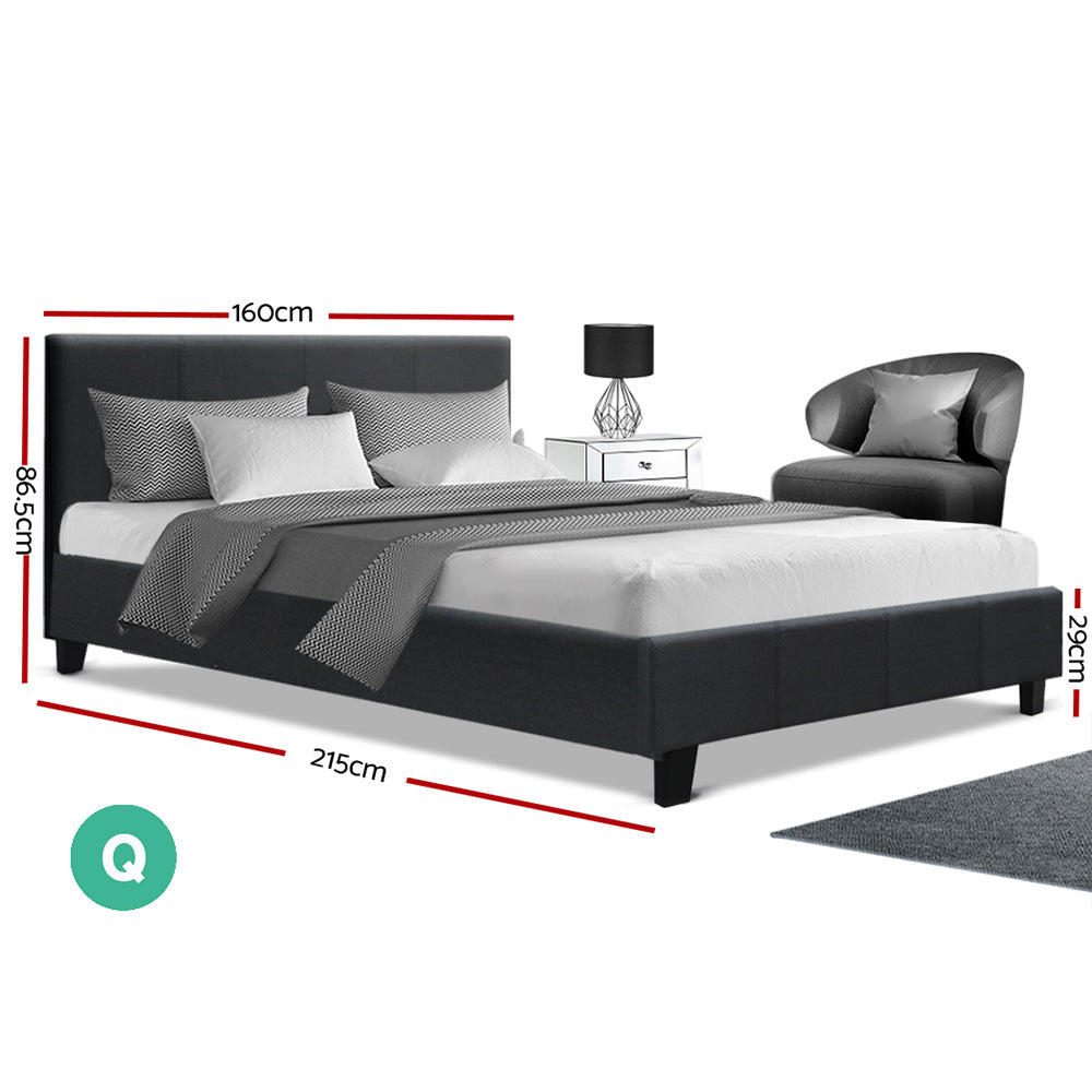 Korra Bed Frame Queen Size Charcoal NEO
