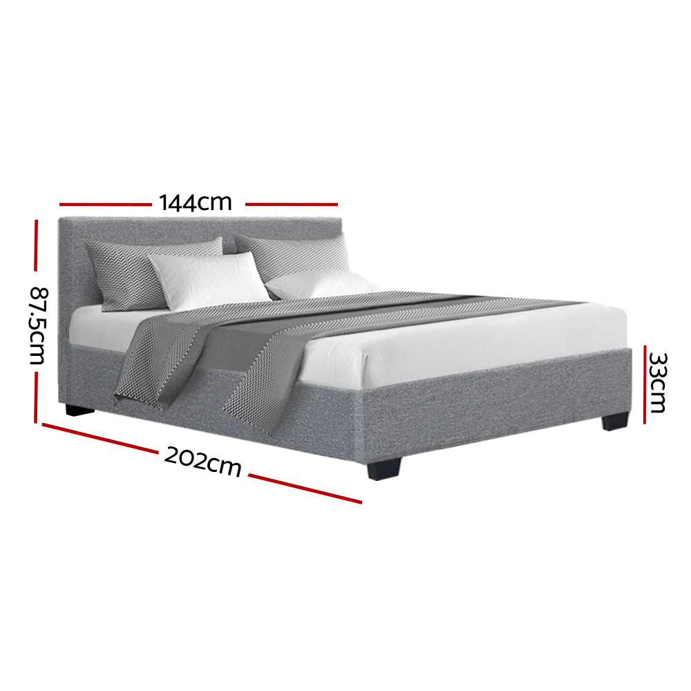 Korra Bed Frame Double Size Gas Lift Grey NINO
