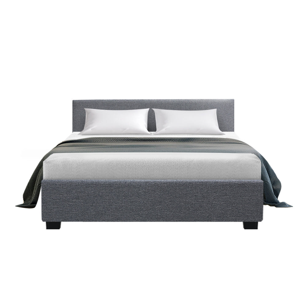 Korra Bed Frame Double Size Gas Lift Grey NINO