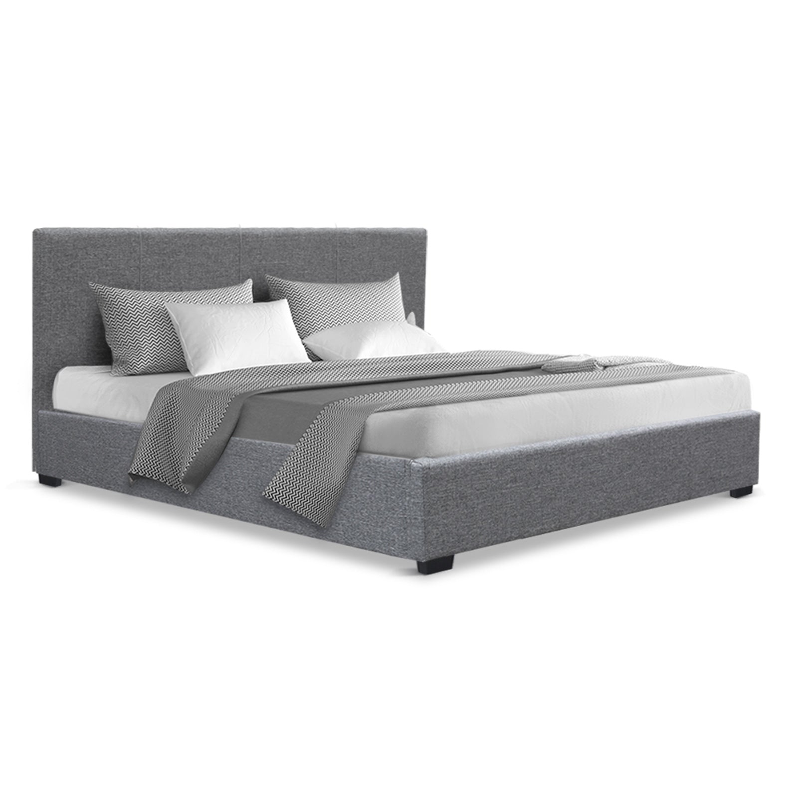 Korra Bed Frame Queen Size Gas Lift Grey NINO
