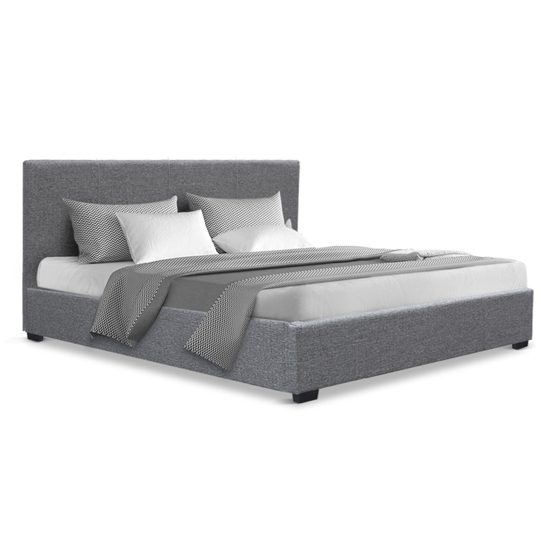 Korra Bed Frame Queen Size Gas Lift Grey NINO