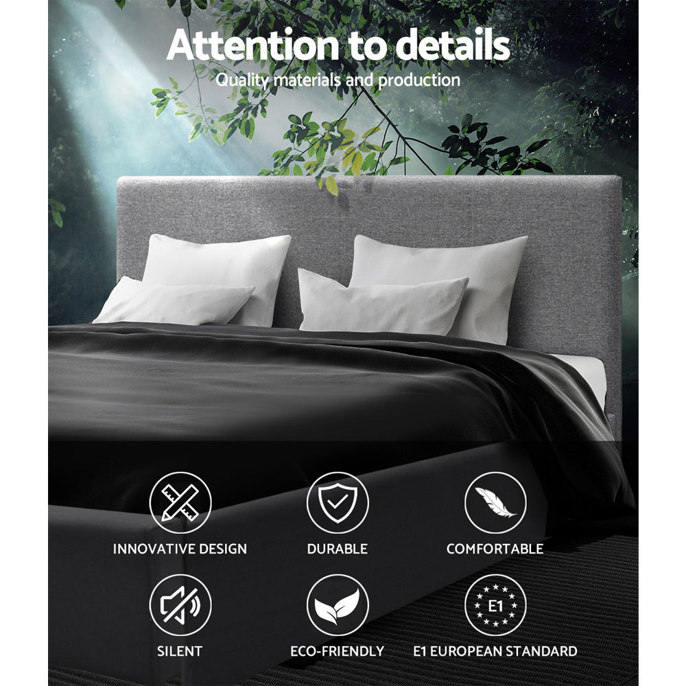 Korra Bed Frame Queen Size Gas Lift Grey NINO