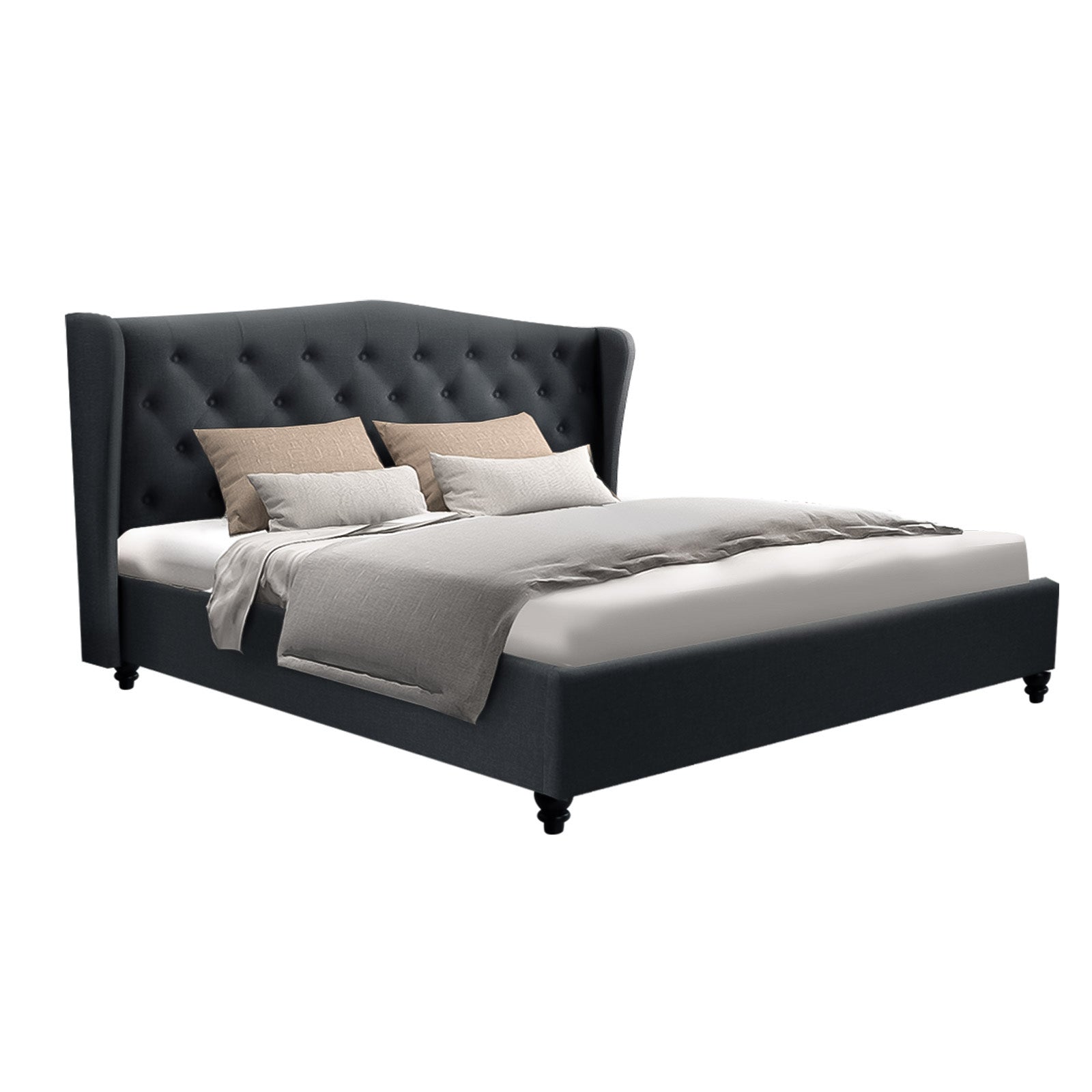 Korra Bed Frame Queen Size Charcoal PIER