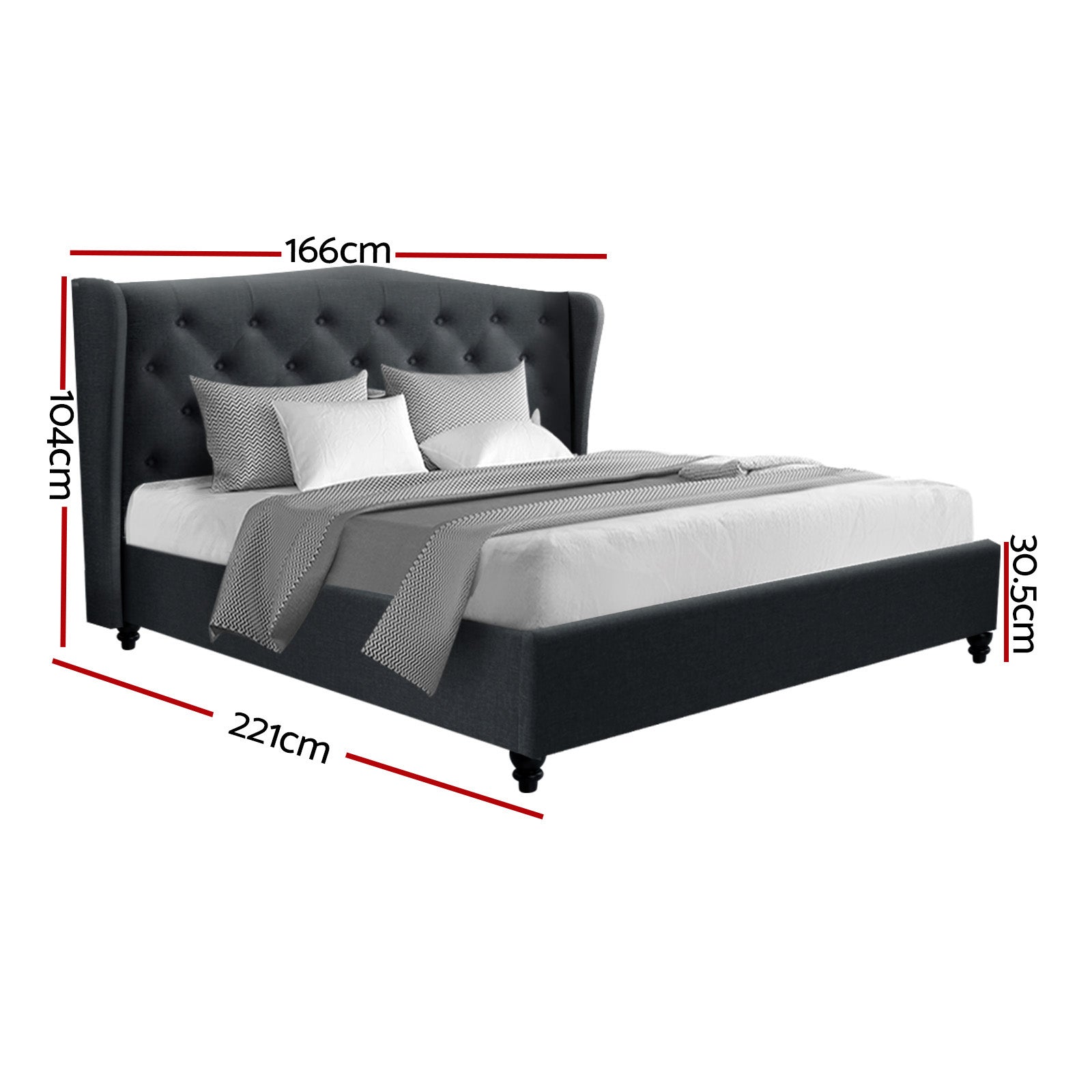 Korra Bed Frame Queen Size Charcoal PIER