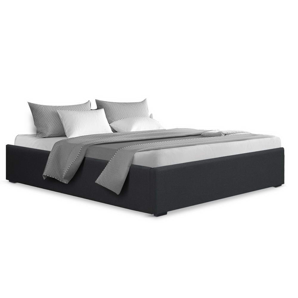 Korra Bed Frame Double Size Gas Lift Base Charcoal TOKI