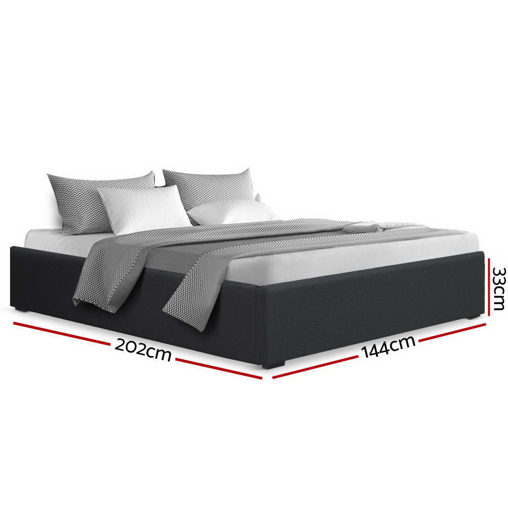 Korra Bed Frame Double Size Gas Lift Base Charcoal TOKI