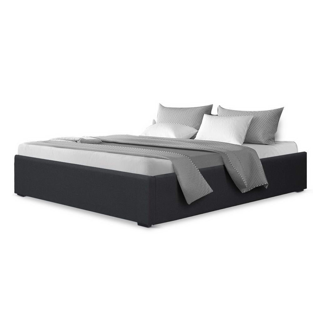 Korra Bed Frame Double Size Gas Lift Base Charcoal TOKI