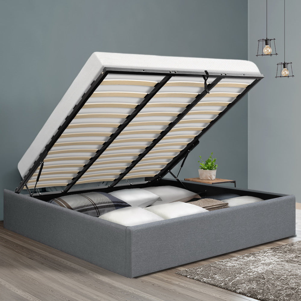 Korra Bed Frame King Size Gas Lift Base Grey TOKI