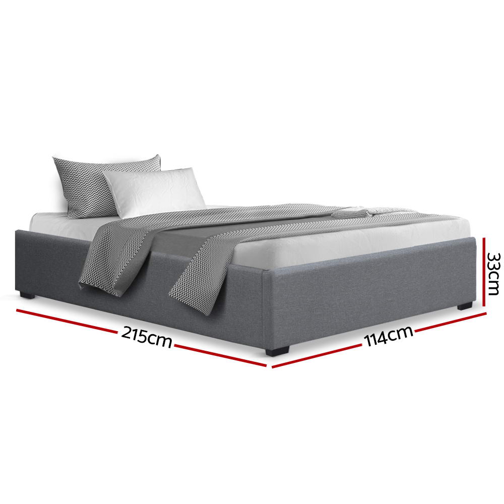 Korra Bed Frame King Single Size Gas Lift Base Grey TOKI