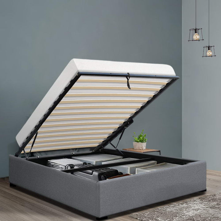 Korra Bed Frame King Single Size Gas Lift Base Grey TOKI