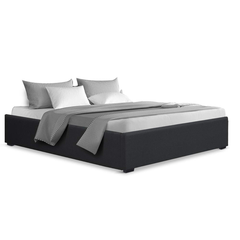 Korra Bed Frame Queen Size Gas Lift Base Charcoal TOKI