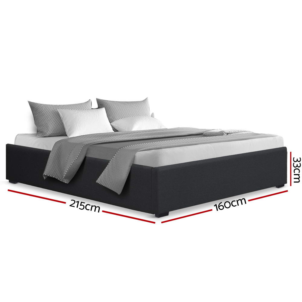 Korra Bed Frame Queen Size Gas Lift Base Charcoal TOKI