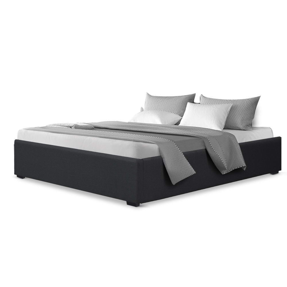 Korra Bed Frame Queen Size Gas Lift Base Charcoal TOKI