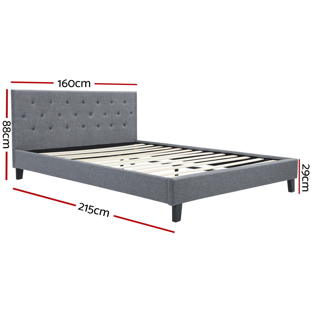 Korra Bed Frame Queen Size Grey VANKE