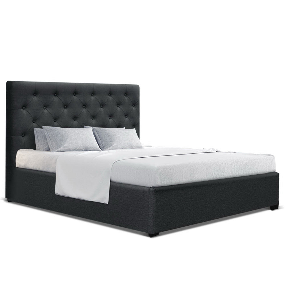 Korra Bed Frame Double Size Gas Lift Charcoal VILA