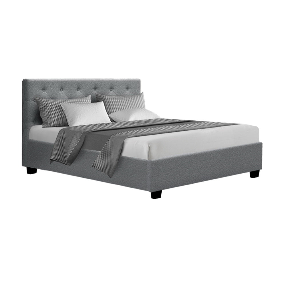 Korra Bed Frame Double Size Gas Lift Grey VILA