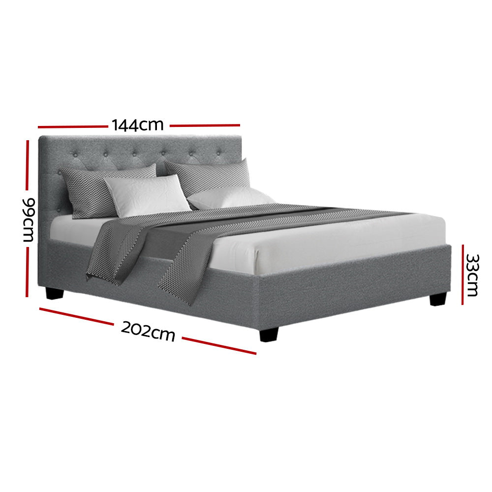 Korra Bed Frame Double Size Gas Lift Grey VILA
