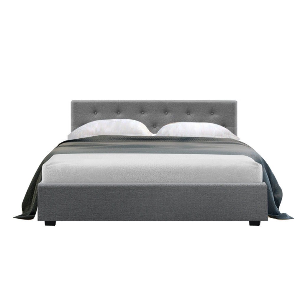 Korra Bed Frame Double Size Gas Lift Grey VILA