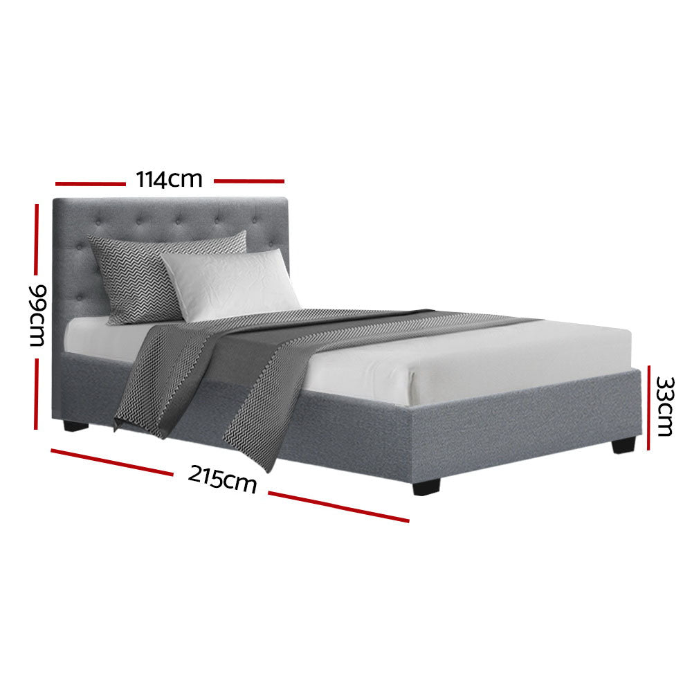 Korra Bed Frame King Single Size Gas Lift Grey VILA
