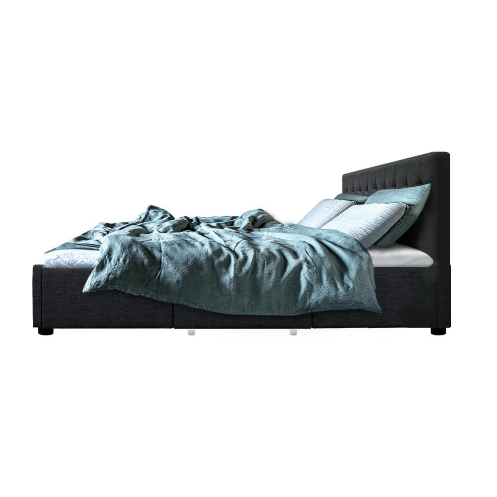 Korra Bed Frame Double Size with 4 Drawers Grey AVIO