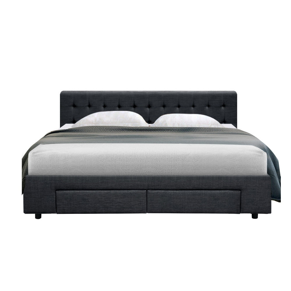 Korra Bed Frame King Size with 4 Drawers Charcoal AVIO