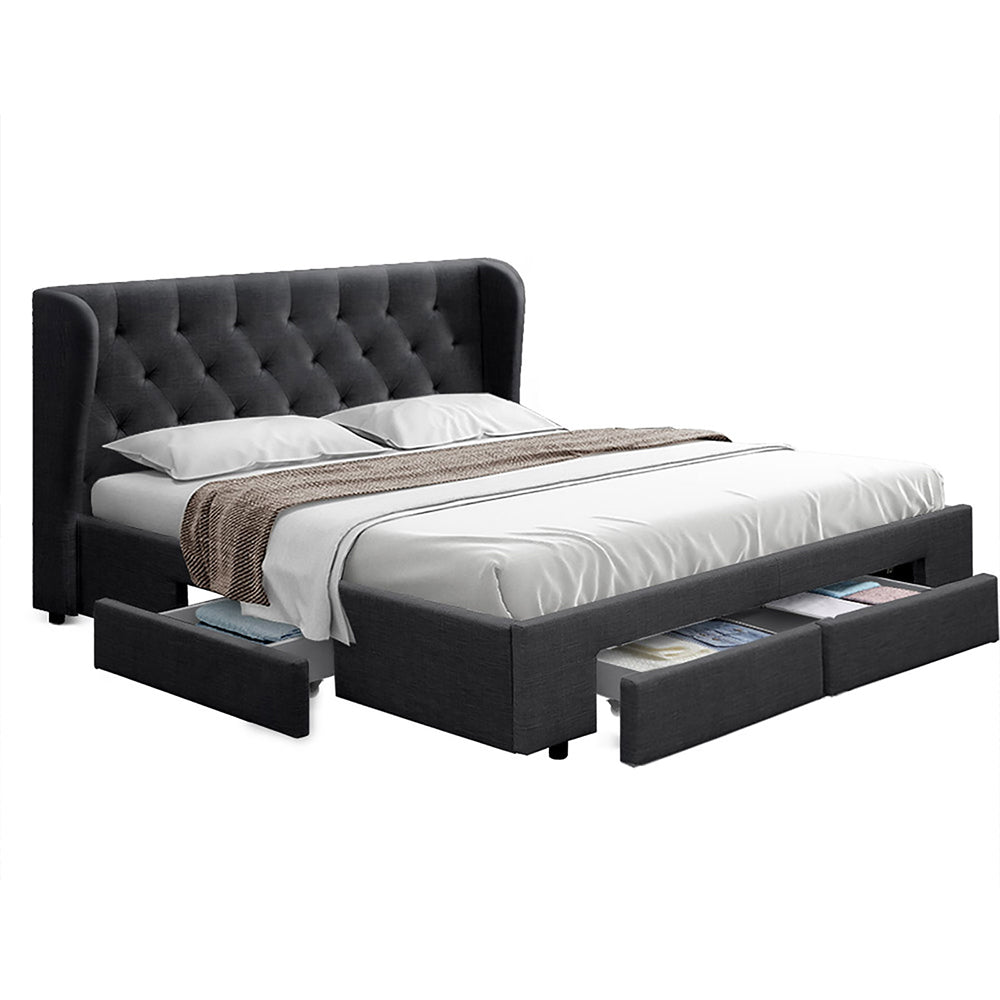 Korra Bed Frame King Size with 4 Drawers Charcoal MILA