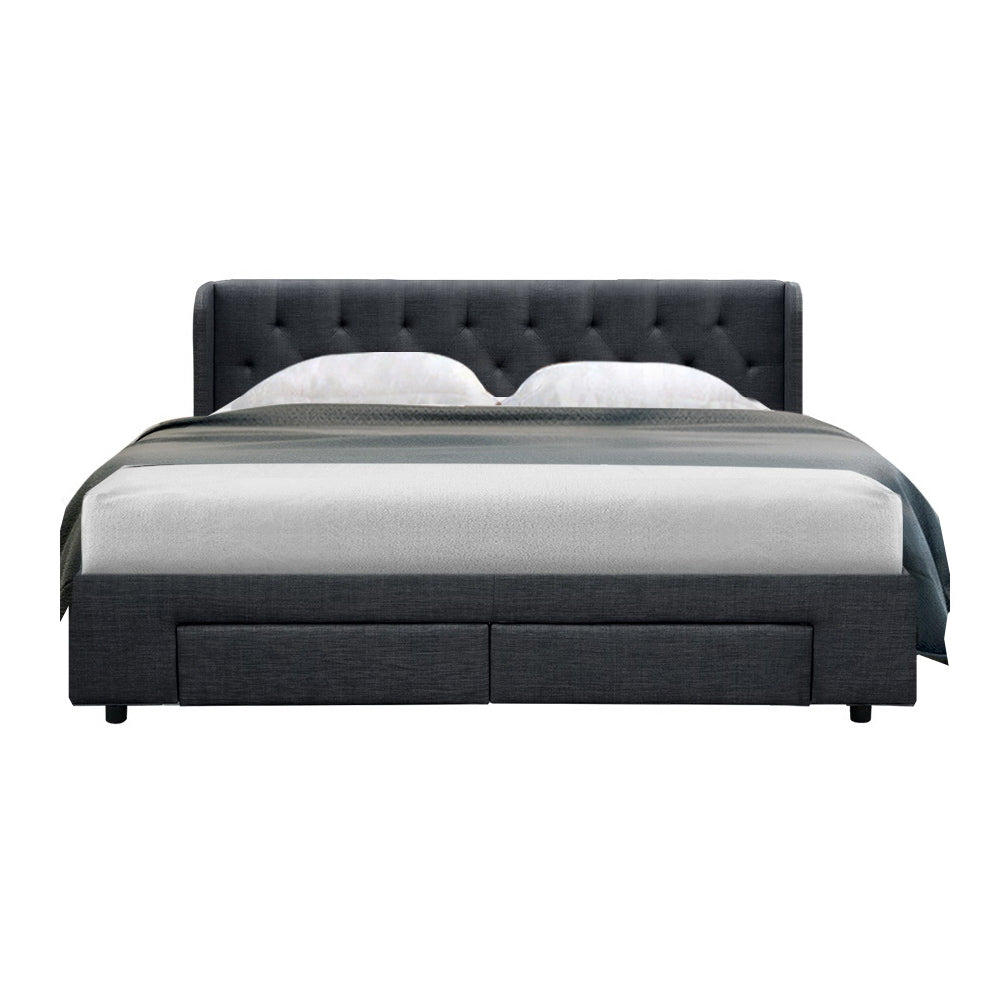 Korra Bed Frame King Size with 4 Drawers Charcoal MILA